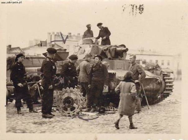 Close view of a Pz kw IV Ausf. A at one collecting point in Poland 1939, looking for spare parts?.............................................
