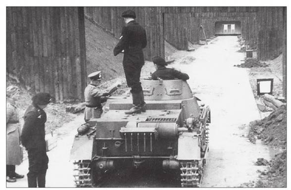 A Pz Kw I during an exercise in one of the Shooting range of the garrison ..................................