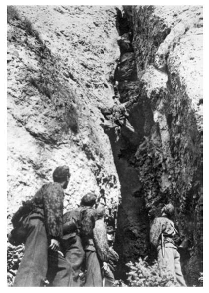 Climbing training of the SS-Karstwehr. Unlike what the propaganda image suggests, the SS-Karstwehr came out ill prepared for its employment. A specialized unit for the mountain fight in the karst, it was only in the illusory world of its commander...............................................................................