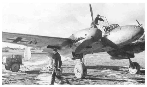 A Bf-110 F-2 / M3 with two racks ETC 50 under the wings .......................