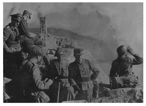 The Commander of the XXXXIX Mountain Corps, General Rudolph Conrad with Romanian officers at the observation post in Crimea - February 27, 1944 ...........
