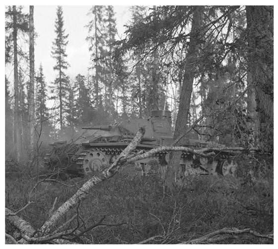 A Pz Kw III of the 3. / Pz. Abt. 40 in the wooded area around Kiestingin.................