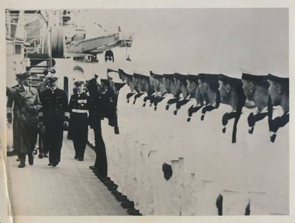 AH greeting the crew of the Panzerschiff Admiral Graf Spee, circa 1936............................