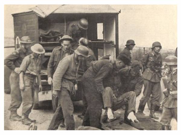 Wounded Canadian Prisoners being evacuated by Germans.........................................