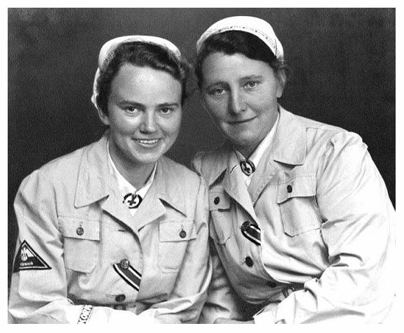 Red Cross Nurse Grete Fock (right) accompanied by Nurse Ilse Schulz...........