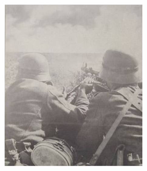 &quot;Preparation for the assault. The incessant fire of the machine guns (in this case an MG-34) on the Soviet positions prepares the infantry assault&quot;.....................