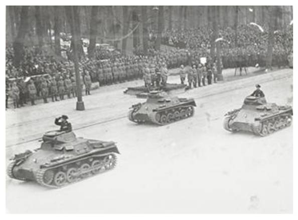 The Pz Kw I Ausf. A, of the PR 6 in Berlin during the parade for the anniversary of the Führer, April 20, 1936.......................<br />https://www.military-antiques-stockholm.com/product_info.php?products_id=3349