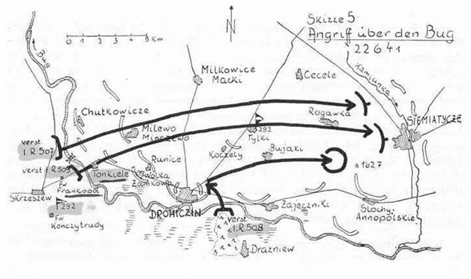 Advance of the 292nd Infantry Division on June 22, 1941.....................<br />https://www.lexikon-der-wehrmacht.de/Gliederungen/Infanterieregimenter/IR507.htm