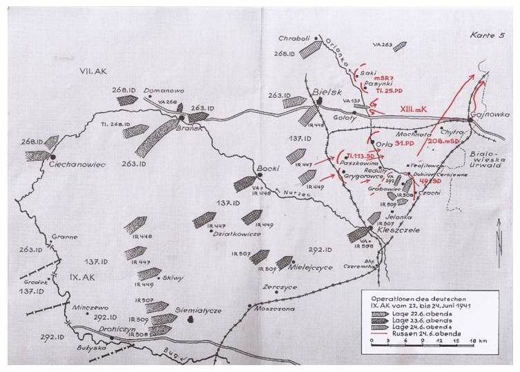 Advance of the German infantry divisions - June 23 and 24, 1941.....................