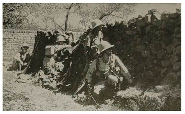 British troops in possession of the fort on the lookout for possible enemy movements............