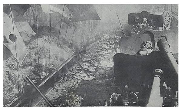 Effect of dive bombers on a train station in a suburb of Stalingrad; 76 mm gun M1939?..............