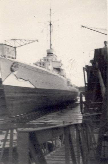 Torpedo ship at the dockyard
