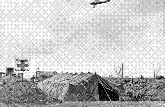 The Fi-156 took off. In the foreground the Divisional Main Aid Station.