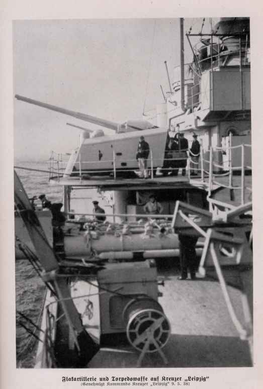 Antiaircraft artillery and torpedos launcher  aboard Cruiser Leipzig.........