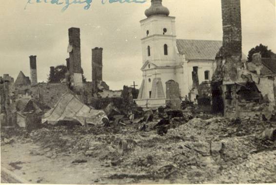 Collateral damage. A burned down polish town - Poland 1939.