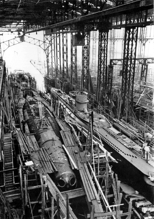 A mass-production in a German shipyard.