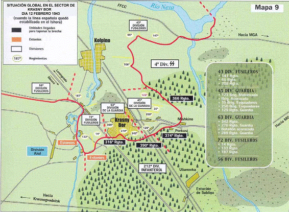 Global Situation on Krasny Bor - 12 Feb 1943.