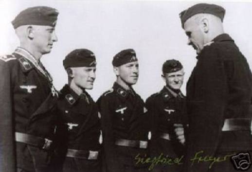 Siegfried Freyer and his crew after being decorated by Oberst Riebel  - Commander of the PR 24.