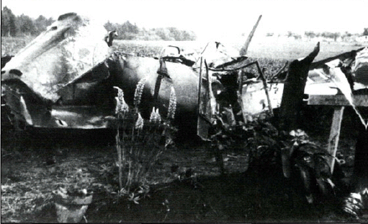 Wreckage of the Grimmling's Bf-109 near Bouillon.