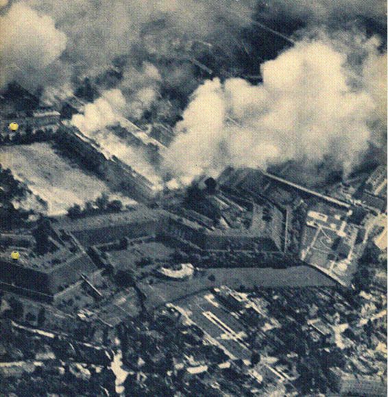The northern sector of the mighty fortress of Modlin, called Nowogeorgiewsk by the Russians, under attack by Stukas.