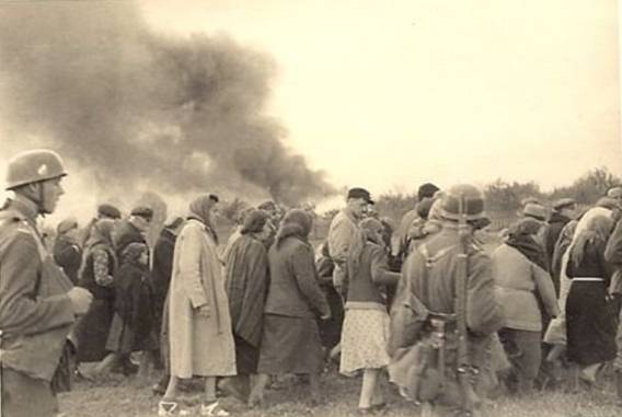 German paratroopers escorting inhabitants of Wola Gulowska.