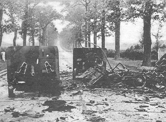 What remained. Antitank weapons which tried to stop the German tanks were crushed.