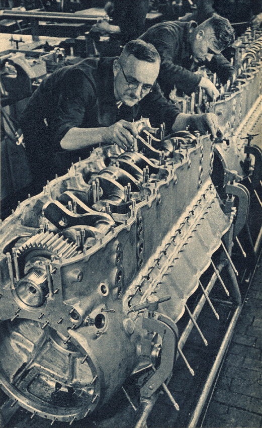 Aircraft engines in the factory.
