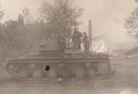 A Soviet tank KV I destroyed during the fighting at the siege of Kiev.....................