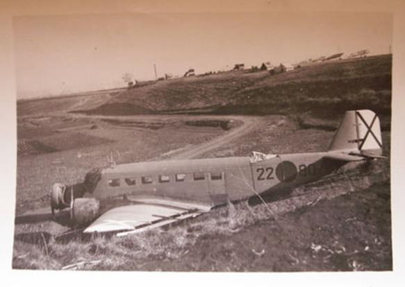 The Ju-52 22o90 after a forced landing at??? ...........................