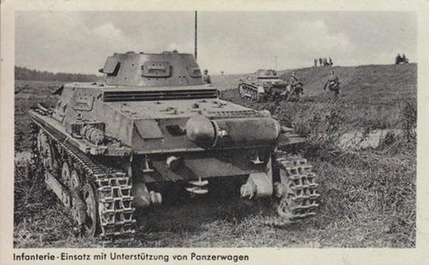 Tanks Pz Kw I Ausf. A during a field exercise with the infantry.............