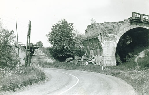 One of the railway bridge blown up in order to block the German advance.