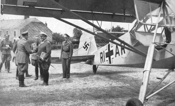 Fi-156A RI+AR possibly of Kurierstaffel Ob.d.L ?? used by the commander of the Luftwaffe, Hermann Göring, seen here with the Führer in June 1940 ..............................