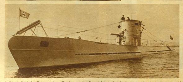 One of the first pictures of the brand-new U 25...........................<br />Das interessante Blatt 23. April 1936 seite 4