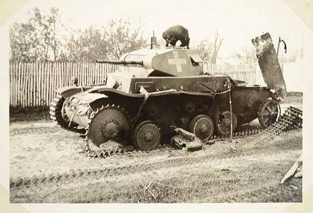 A severely damaged Pz Kw II of PR 36 somewhere in Poland 1939................