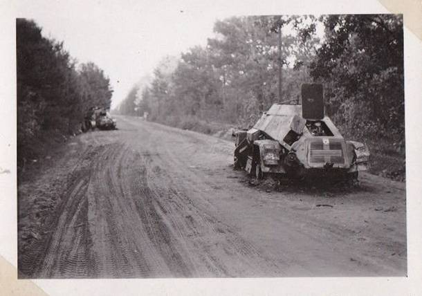 Two, knocked out, Sd Kfz 221 (Leichte Panzerspähwagen) on a Polish route - Sep 1939 ..............