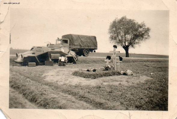 Funkwagen Sd Kfz 223 (Weimar) hit by enemy fire (apparently three KIA)...............................