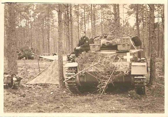 Pz Kw IV Ausf. A in a bivouac within a wooded area..................................
