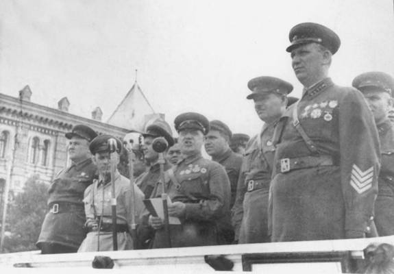General Zhukov giving a speech during the military parade ...........................................