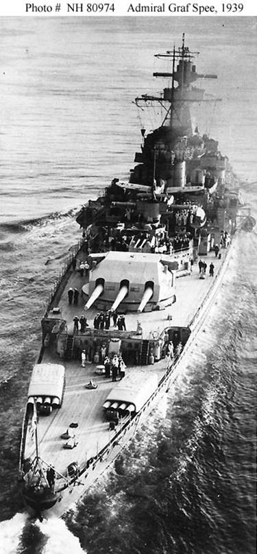 Nice aerial view from the stern of the Panzerschiff Graf Spee.......................