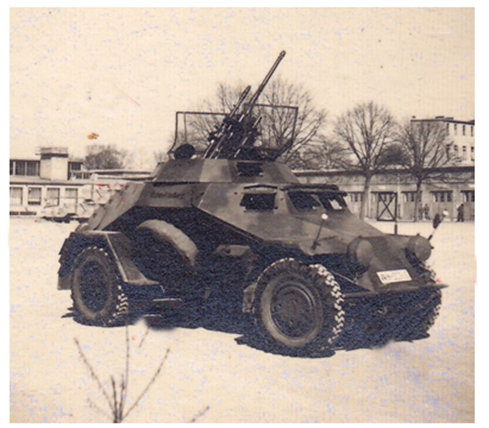 A Sd Kfz 222, armed with a gun 2-cm KwK and a MG 13..............................
