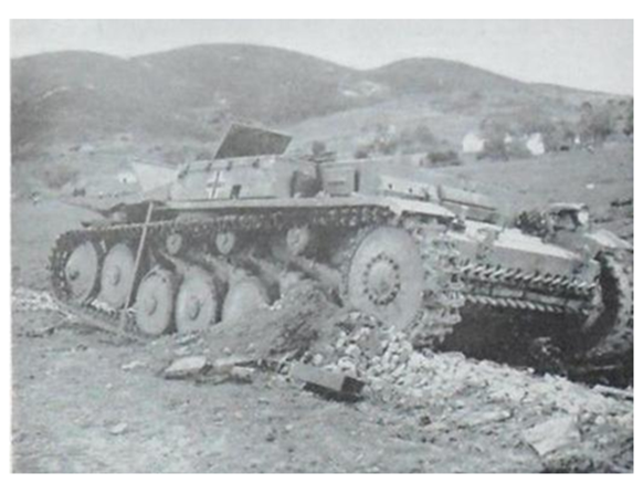 Knocked out Pz Kw II Ausf. F of Pz Abt 190 at Mateur..........................................................