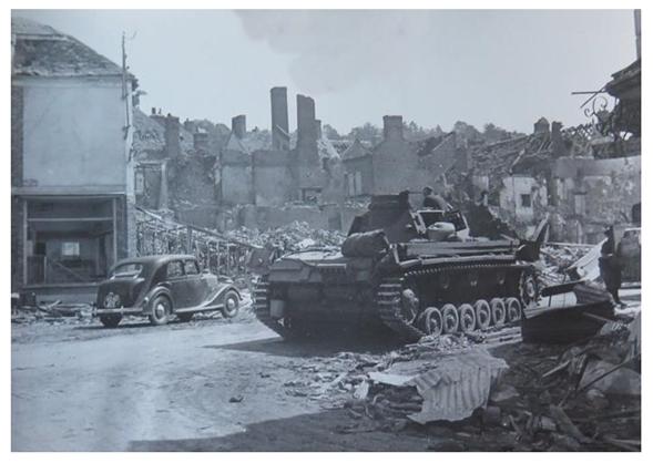 A Pz Kw III in a devastated French town in June 1940 .....................................